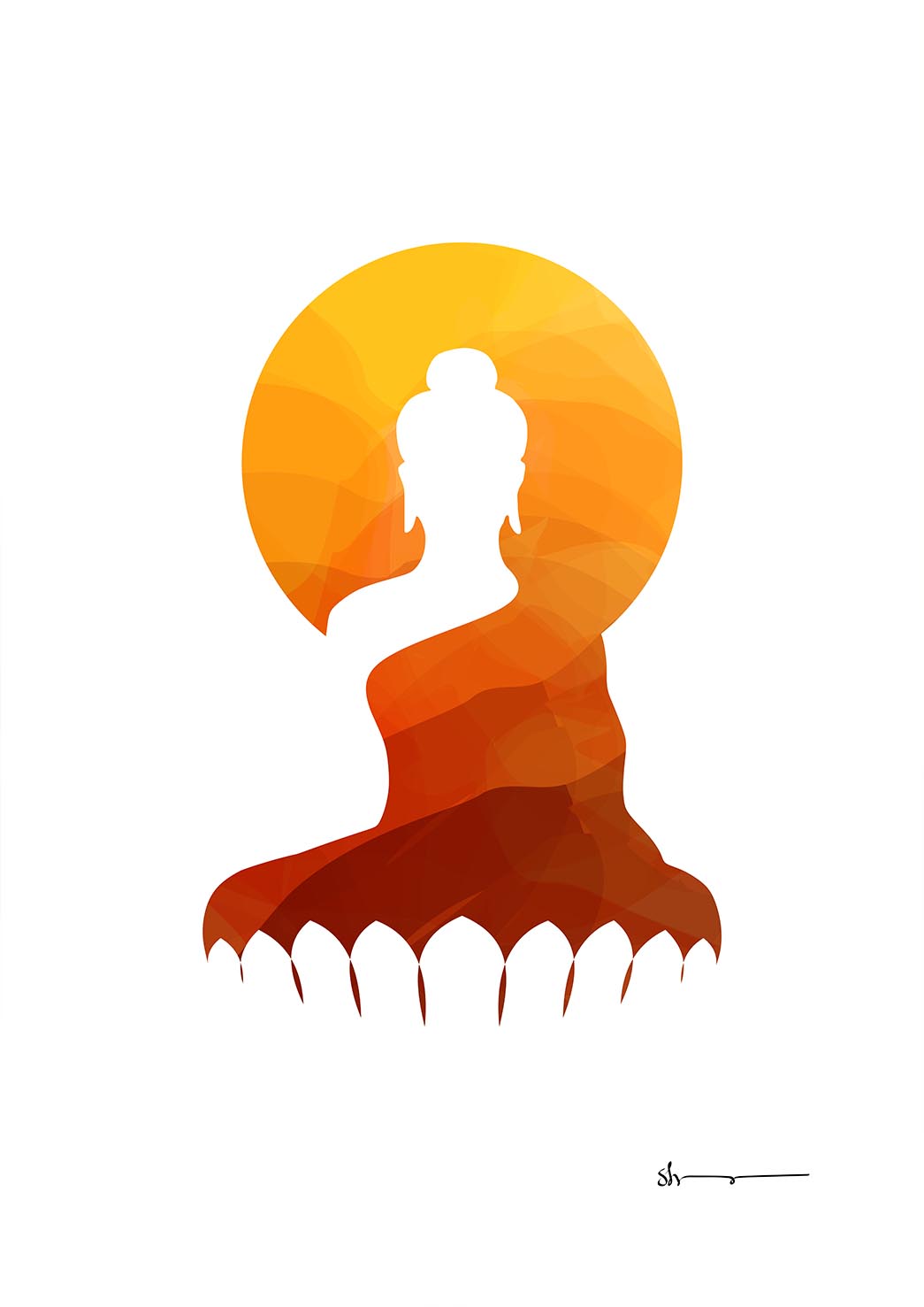 Buddha Silhouette - Colour